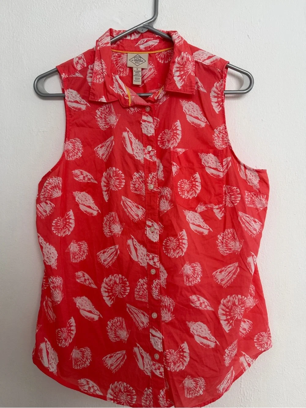 Sleeveless Red Floral Shells Button-Front Top - St. Johns Bay